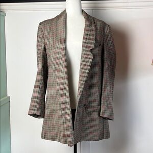 Vintage 80s Houndstooth Checkered oversized Blazer Jacket